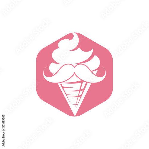 Mister ice cream vector logo design. Ice cream with moustache icon logo design.