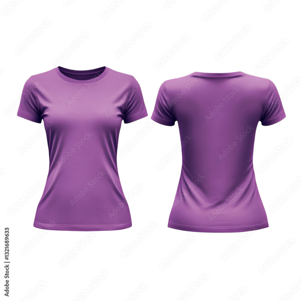 Lavender Womens T-Shirt Front and Back View Simple Design Mockup Lavender Womens T-Shirt Front and Back View Simple Design Mockup
