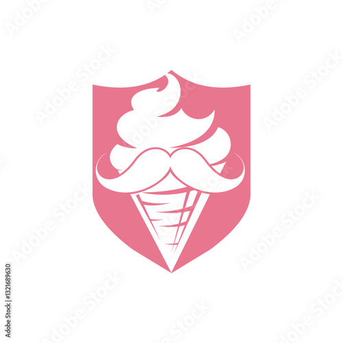 Mister ice cream vector logo design. Ice cream with moustache icon logo design.