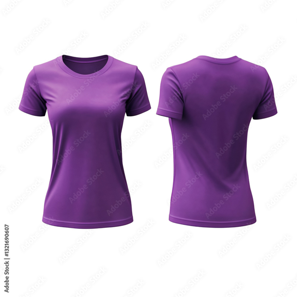 Purple Womens T-Shirt Front and Back View Simple Elegant Design Purple Womens T-Shirt Front and Back View Simple Elegant Design