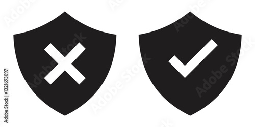 Checkmark cross symbols. Checkbox false wrong icons set. Vote checkmark, cross icons, symbols set. Vector icons