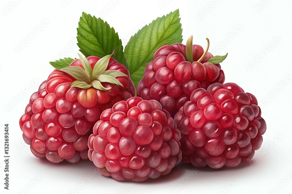 Vibrant Raspberries: Close-Up of Fresh Berries with Detailed Texture Vibrant Raspberries: Close-Up of Fresh Berries with Detailed Texture