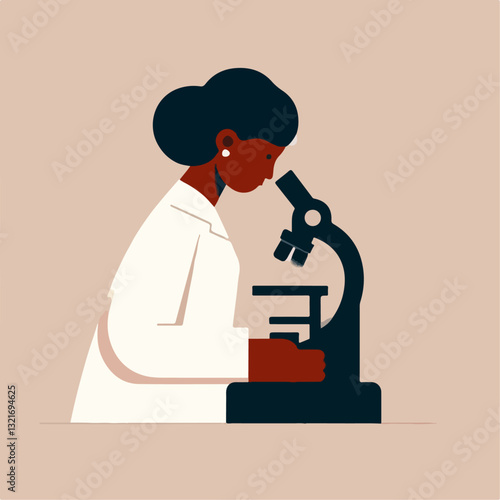 scientist female using microscope