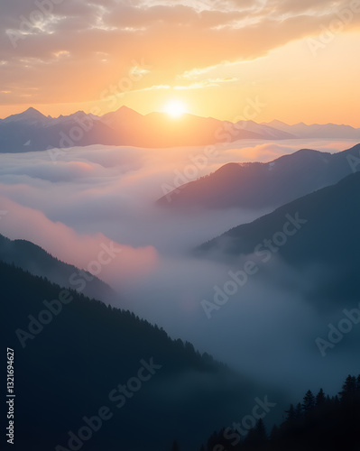 Thick fog covering the mountains