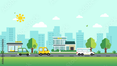 Concept of Green Energy, Electric Transportation, and Sustainable Consumption in Urban Setting
