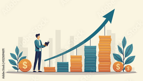 Concept of growth strategy in financial investments for long-term success