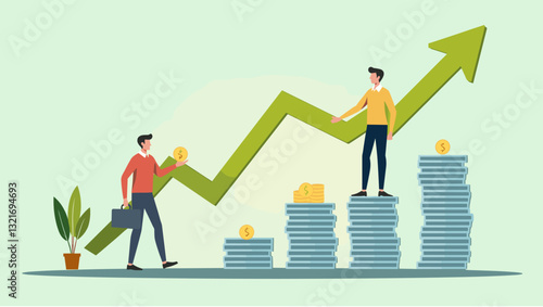 Concept of growth strategy in financial investments for long-term success
