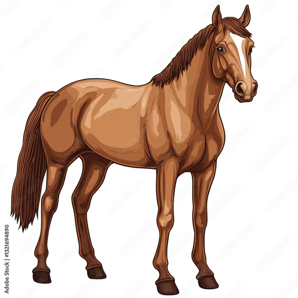 Fototapeta premium Majestic brown horse standing proudly elegant equine beauty