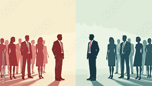 Corporate Business Dividing Men and Women into Separate Groups