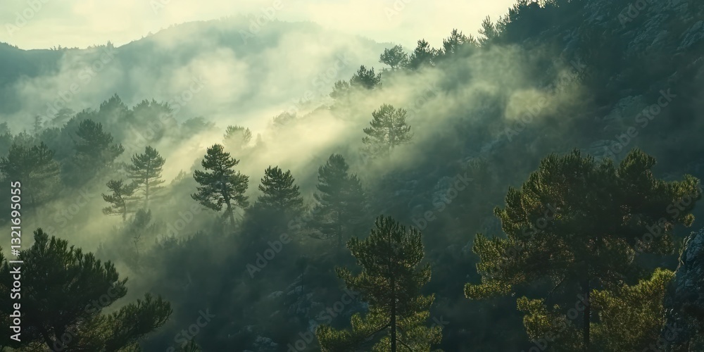 Naklejka premium Misty Mountain Landscape