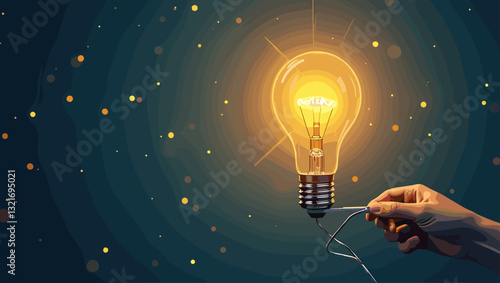 Creative problem solving symbolized by hand cutting wire to illuminate lightbulb idea
