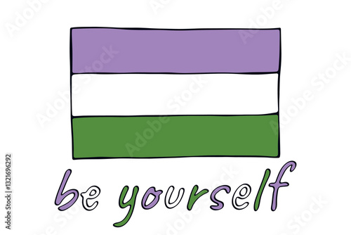 Free Download Colorful Genderqueer pride flag Happy pride day LGBTQ community Pride Month Vector hand drawn doodle for posters, stickers, logo, cards - GFXLoad
