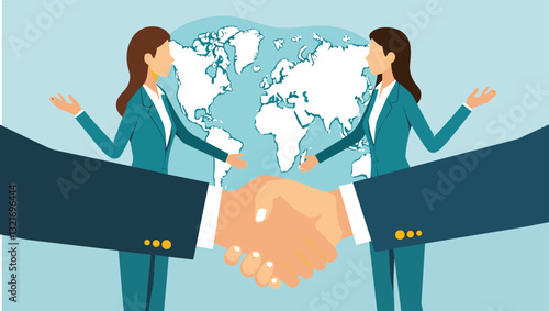 Global Business Partnership Concept with Businesswomen Handshake