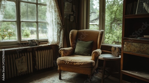 Wallpaper Mural A cozy interior room featuring a comfy armchair and natural light Torontodigital.ca