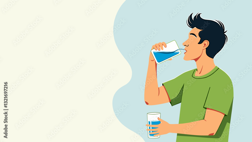 Man Drinking Water from Glass Promoting Hydration and Healthy Lifestyle Man Drinking Water from Glass Promoting Hydration and Healthy Lifestyle