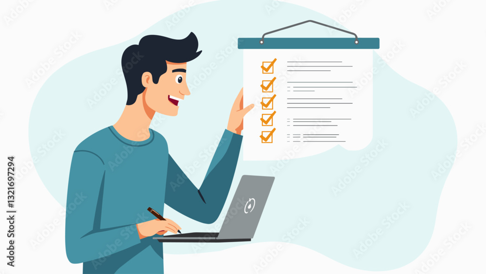 Man Organizing Tasks with a To-Do List for Enhanced Productivity Man Organizing Tasks with a To-Do List for Enhanced Productivity