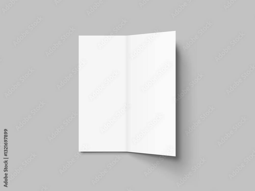 White Blank Two Sheets Fold Leaflet With Shadow White Blank Two Sheets Fold Leaflet With Shadow