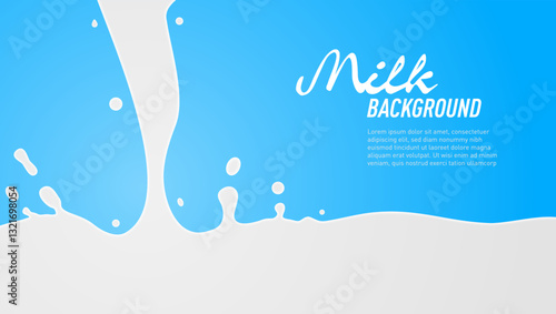 Pouring From Above Milk With Splash Effect