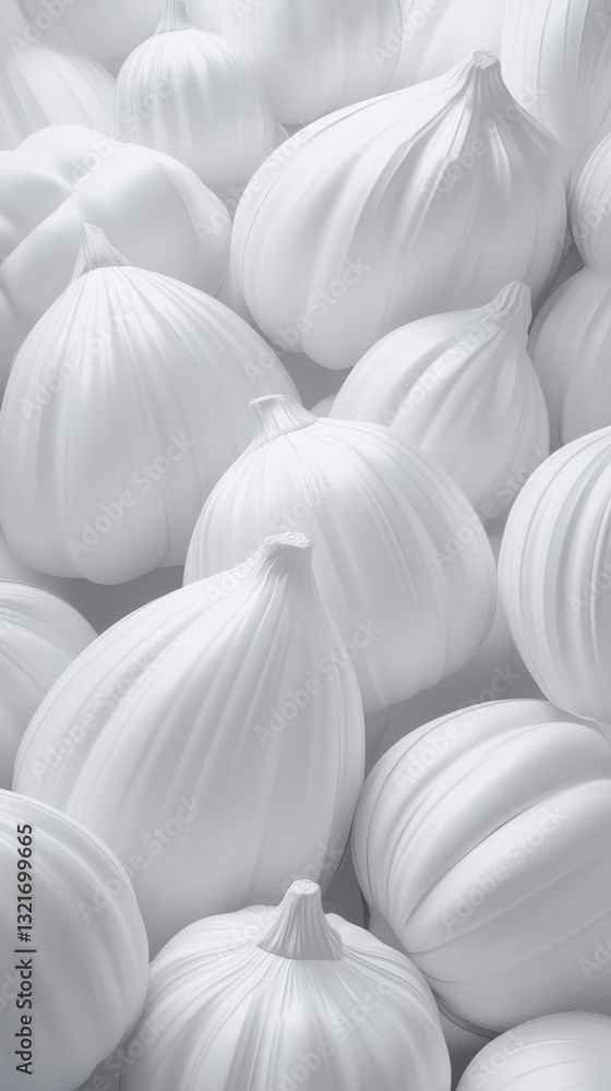 Obraz premium Abstract White Garlic Design: A Modern Food Art Piece