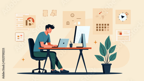 Productive entrepreneur leveraging Pomodoro method to enhance workflow and maintain focus