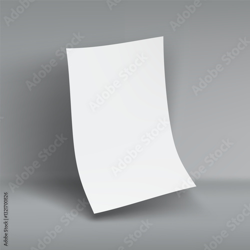 3D Blank White Fold A4 Paper Sheet