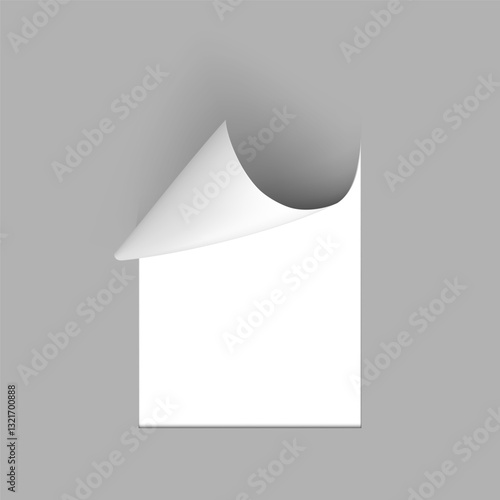 Curled Corner Of 3D Gray Rectangular Page