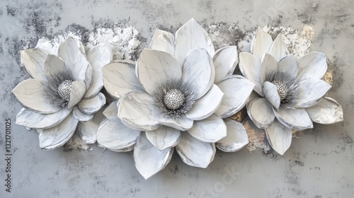 Fototapeta Naklejka Na Ścianę i Meble -  Elegant white flowers on a textured background. Possible use wall decor