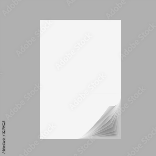 3D Stack Of Papers With Shadow On Gray Background