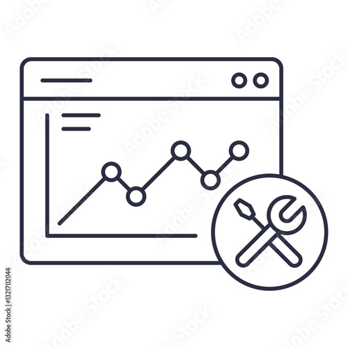 Analytics dashboard for maintenance metrics, system repair insights, diagnostic analysis, performance optimization, tool management, uptime tracking, maintenance efficiency.