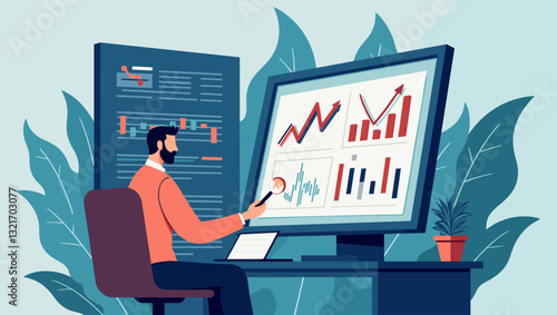 Stock Trader Analyzing Market Trends and Patterns for Profitable Investment Decisions