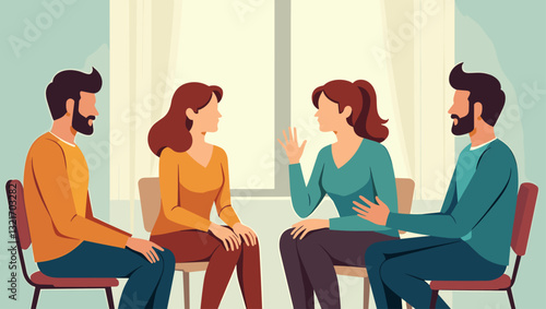 Support Group Members Sharing Personal Struggles in a Therapeutic Circle