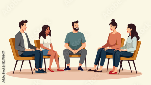 Support Group Members Sharing Personal Struggles in a Therapeutic Circle