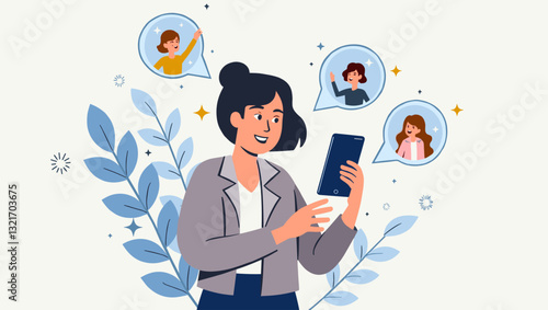 Woman Navigating Internet on Smartphone for Information or Entertainment