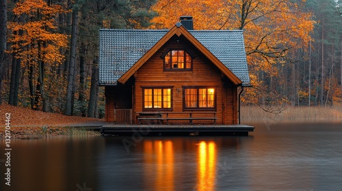 Autumnal Lakeside Cabin: A Serene Escape