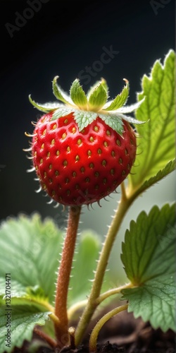 Obraz na płótnie Strawberries grows on bush in garden. Nature, organic food and gardening w salonie