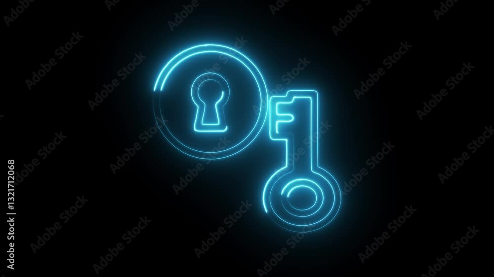 Glowing neon keyhole icon isolated on black background. HD Video motion graphic animation Glowing neon keyhole icon isolated on black background. HD Video motion graphic animation