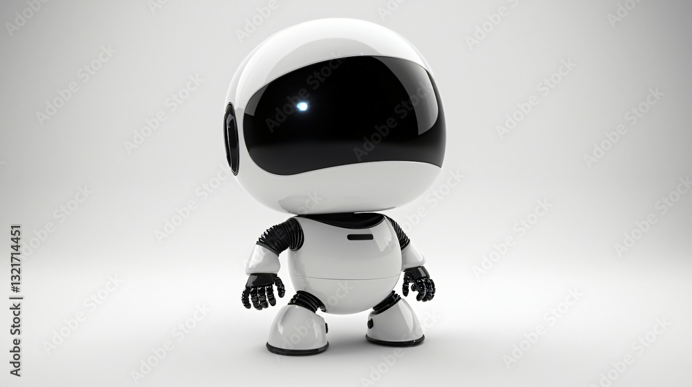 Cute Robot Figure on White Background Cute Robot Figure on White Background