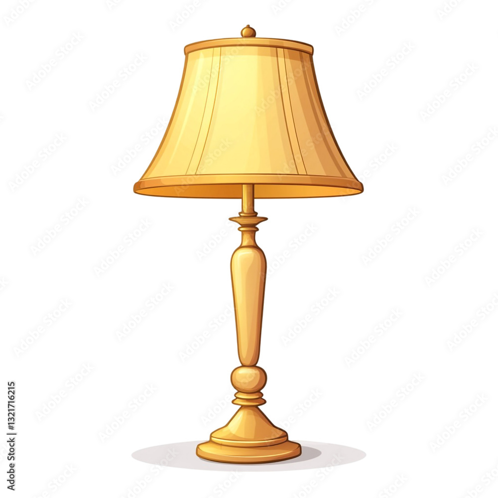 Fototapeta premium Elegant gold table lamp with a warm yellow shade illuminating a room