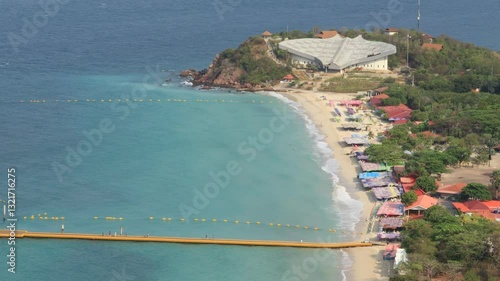 White sand beach and beautiful sea ,Top view from view point.