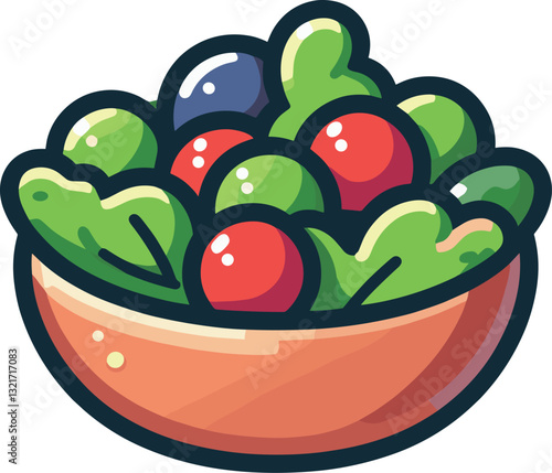 シンプルでポップなサラダのイラスト