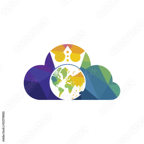 King Planet Vector Logo Design. Globe King Logo Icon Design.