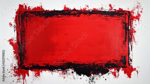 Grunge red frame on white background