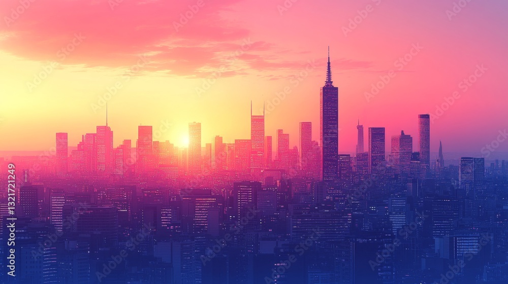 Obraz premium Stunning Johannesburg skyline featuring vibrant colors and gradients at sunset