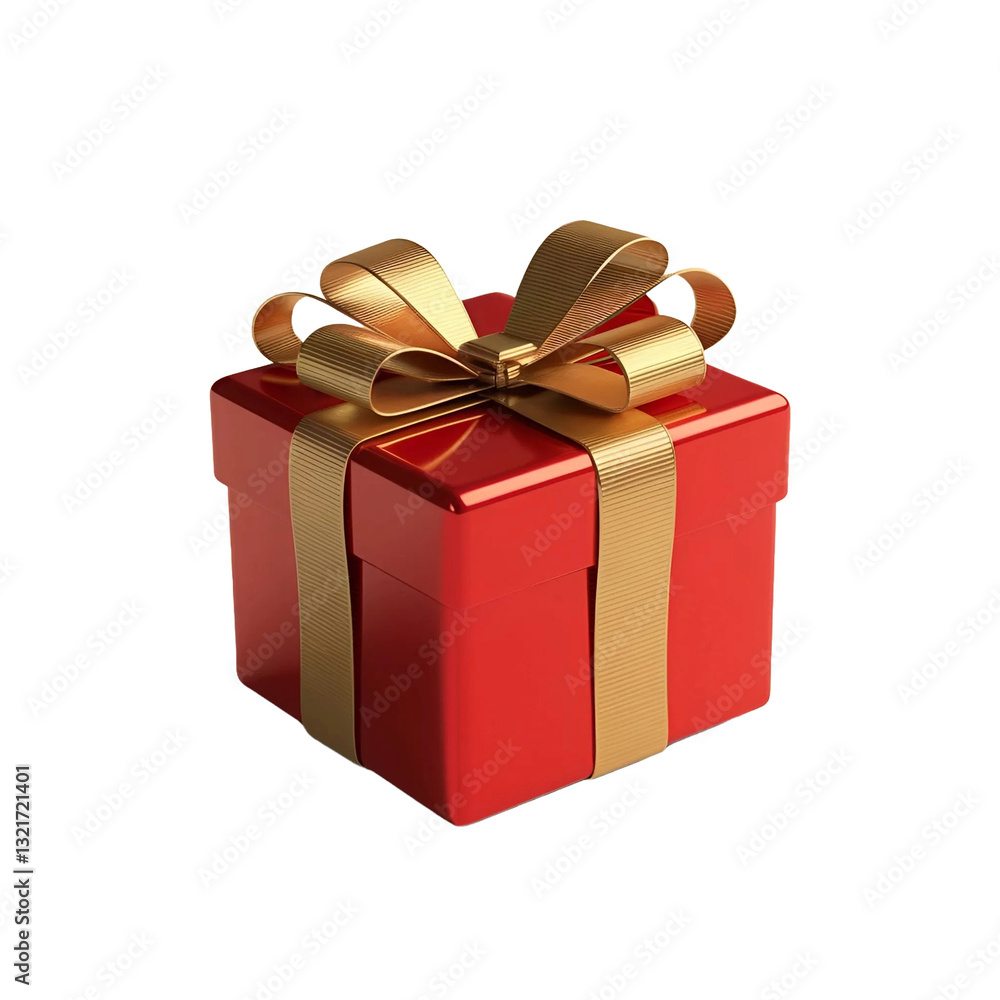 Fototapeta premium red gift box with golden ribbon 3d png image