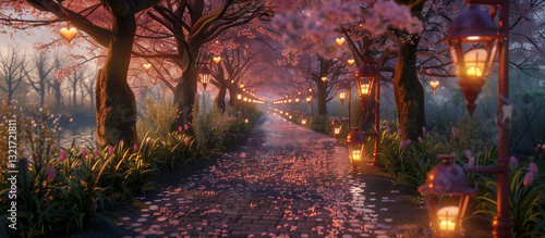 Cherry blossom trees in park