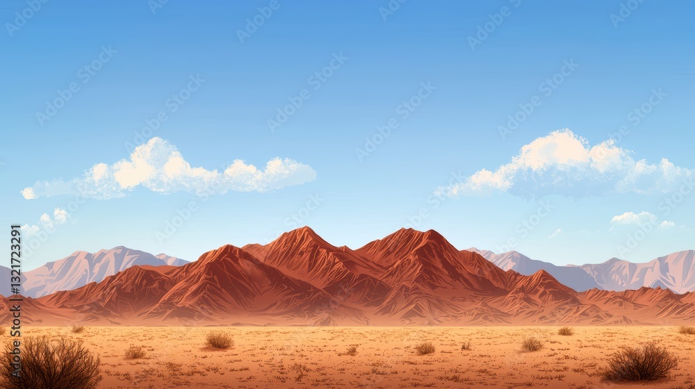 Naklejka premium Breathtaking desert sunset, majestic mountains and scenic landscape view