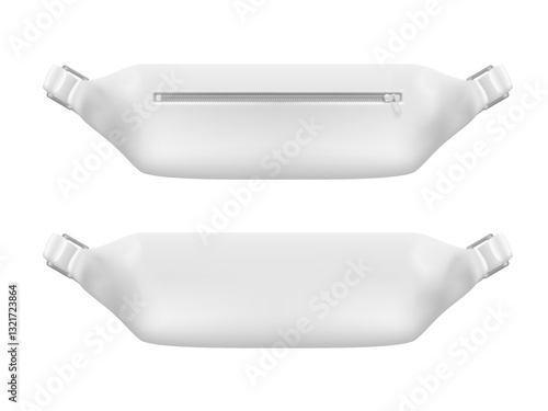 White Waist Bag Or Belt Pouch With Zipper Pocket
