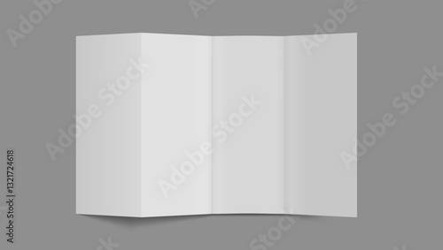 White Blank Open Three Panel Folded With Shadow
