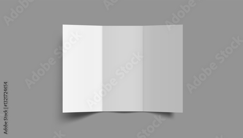 White Blank Open Three Panel Folded With Shadow