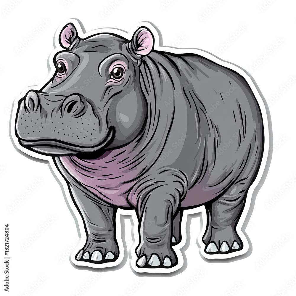 Fototapeta premium playful hippo illustrated with glossy details 